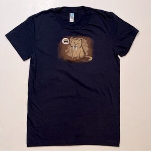 Woot Navy Blue Sabertooth "Can Haz Cheezeburger" T-Shirt Women's Fitted Large
